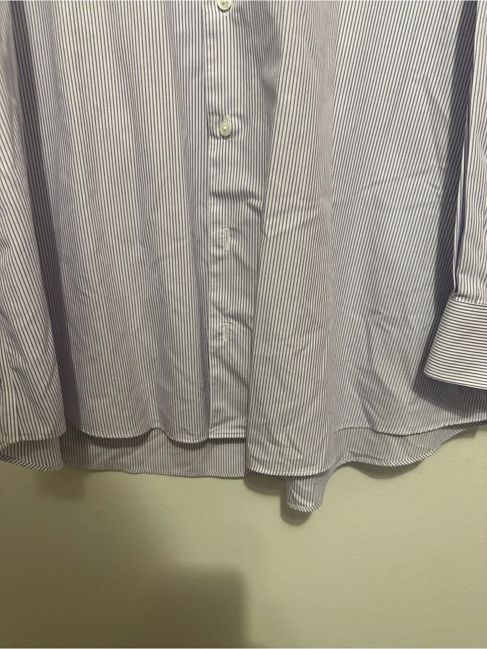 E.B. Wood Men's Non-Iron Dress Shirt Blue Stripe Long Sleeve Button Down 18 1/2